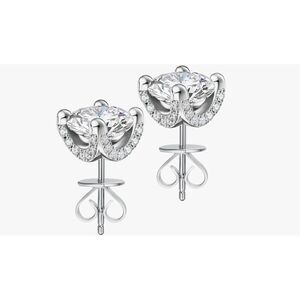 CERTIFIED Moissanite Diamond 2Ct. Rose Cut Halo Design Stud Earrings